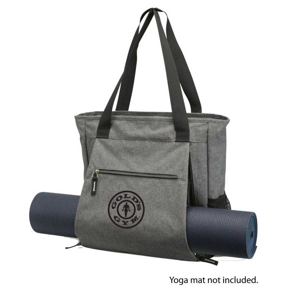 Gold's Gym Yoga Mat Tote Bag, Heather Gray/Blk Accents, Multiple Storage Pockets